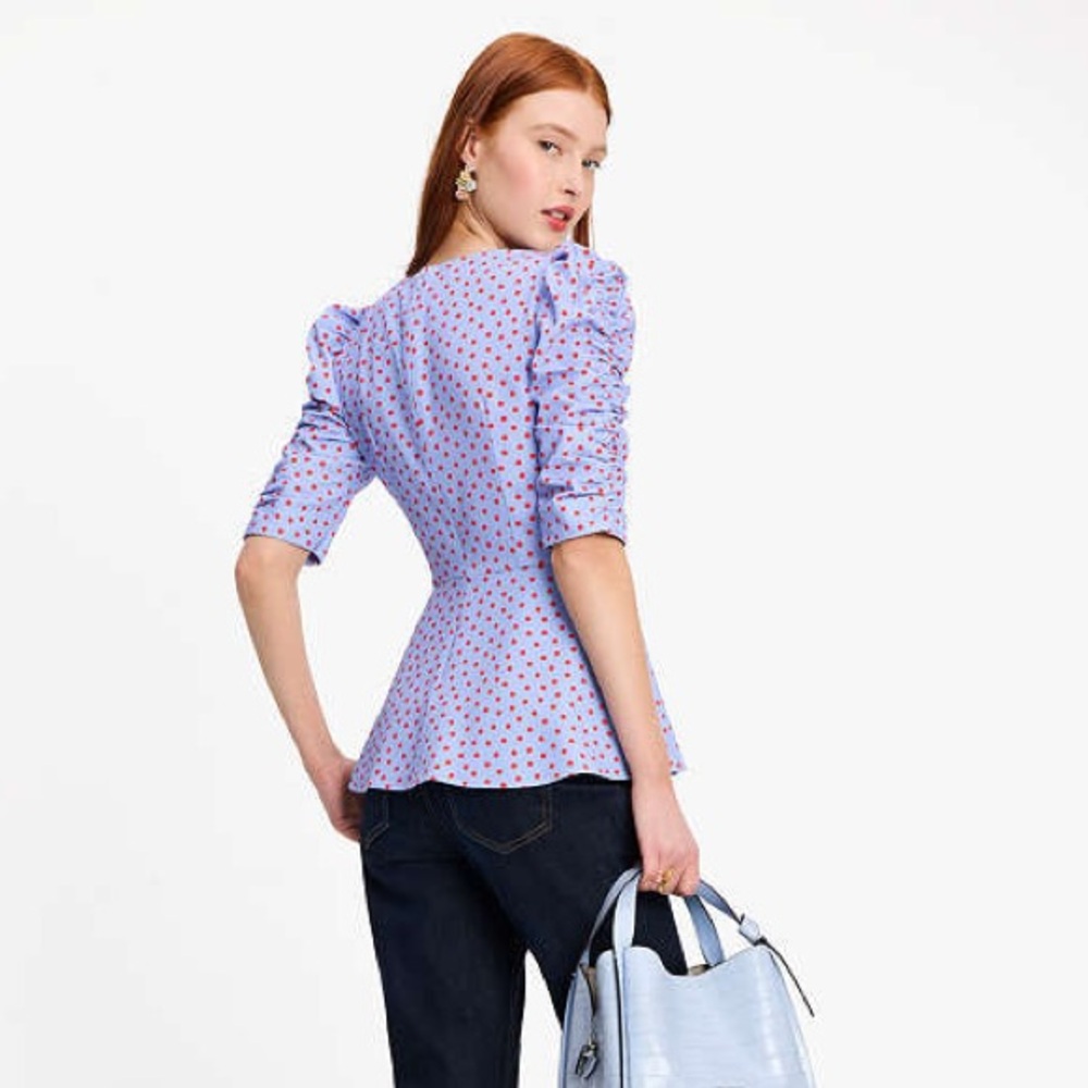 Kate Spade Spring Time Dot Ruched Top - Picture 5 of 14